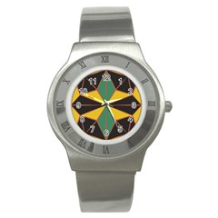 Abstract Pattern Geometric Backgrounds   Stainless Steel Watch by Eskimos