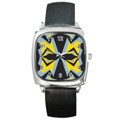 Abstract Pattern Geometric Backgrounds   Square Metal Watch by Eskimos