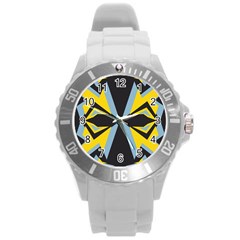 Abstract Pattern Geometric Backgrounds   Round Plastic Sport Watch (l) by Eskimos