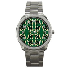 Abstract Pattern Geometric Backgrounds   Sport Metal Watch by Eskimos