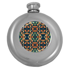 Abstract Pattern Geometric Backgrounds   Round Hip Flask (5 Oz) by Eskimos