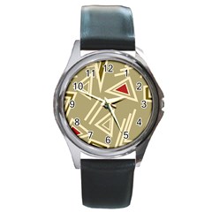 Abstract Pattern Geometric Backgrounds   Round Metal Watch by Eskimos