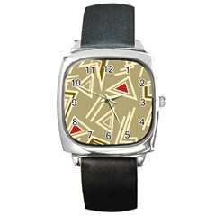 Abstract Pattern Geometric Backgrounds   Square Metal Watch by Eskimos