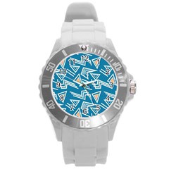 Abstract Pattern Geometric Backgrounds   Round Plastic Sport Watch (l) by Eskimos