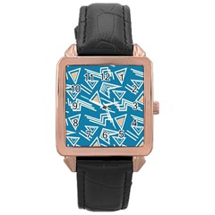 Abstract Pattern Geometric Backgrounds   Rose Gold Leather Watch  by Eskimos