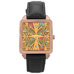 Abstract Pattern Geometric Backgrounds   Rose Gold Leather Watch  by Eskimos