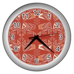 Abstract pattern geometric backgrounds   Wall Clock (Silver)