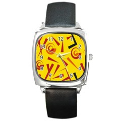 Abstract Pattern Geometric Backgrounds   Square Metal Watch by Eskimos