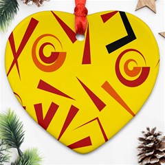 Abstract Pattern Geometric Backgrounds   Heart Ornament (two Sides) by Eskimos