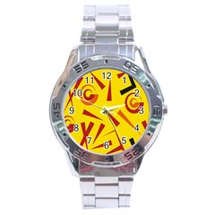 Abstract Pattern Geometric Backgrounds   Stainless Steel Analogue Watch by Eskimos