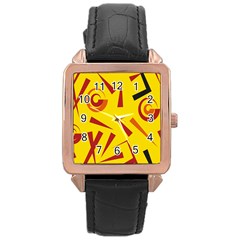 Abstract Pattern Geometric Backgrounds   Rose Gold Leather Watch  by Eskimos