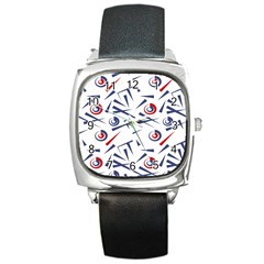 Abstract Pattern Geometric Backgrounds   Square Metal Watch by Eskimos