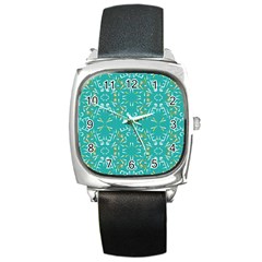 Abstract Pattern Geometric Backgrounds   Square Metal Watch by Eskimos