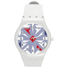 Abstract Pattern Geometric Backgrounds   Round Plastic Sport Watch (m) by Eskimos