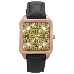 Abstract Pattern Geometric Backgrounds   Rose Gold Leather Watch  by Eskimos