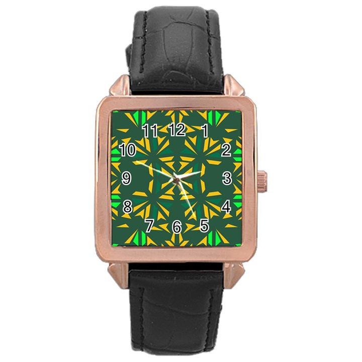 Abstract pattern geometric backgrounds   Rose Gold Leather Watch 