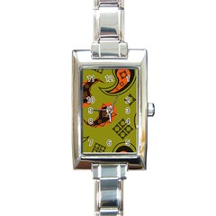 Floral Pattern Paisley Style Paisley Print  Doodle Background Rectangle Italian Charm Watch by Eskimos