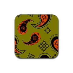 Floral Pattern Paisley Style Paisley Print  Doodle Background Rubber Coaster (square) by Eskimos