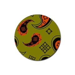 Floral Pattern Paisley Style Paisley Print  Doodle Background Rubber Coaster (round) by Eskimos