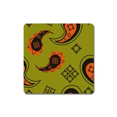 Floral Pattern Paisley Style Paisley Print  Doodle Background Square Magnet by Eskimos