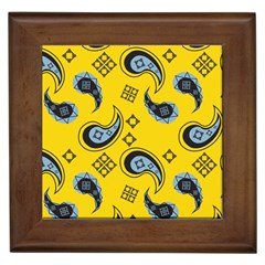 Floral pattern paisley style Paisley print  Doodle background Framed Tile