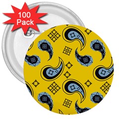 Floral pattern paisley style Paisley print  Doodle background 3  Buttons (100 pack) 