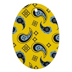 Floral pattern paisley style Paisley print  Doodle background Oval Ornament (Two Sides)