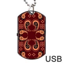 Floral Pattern Paisley Style Paisley Print  Doodle Background Dog Tag Usb Flash (two Sides) by Eskimos