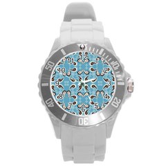 Floral Pattern Paisley Style Paisley Print  Doodle Background Round Plastic Sport Watch (l) by Eskimos