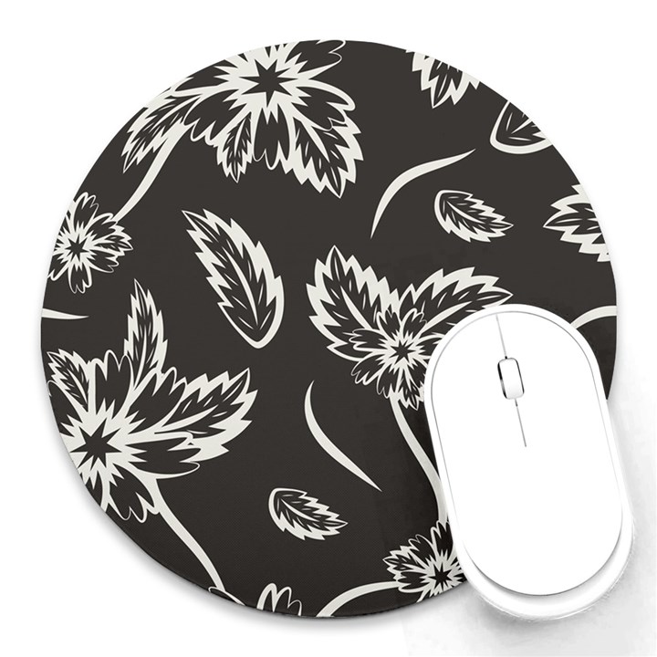 Folk flowers print Floral pattern Ethnic art Round Mousepads