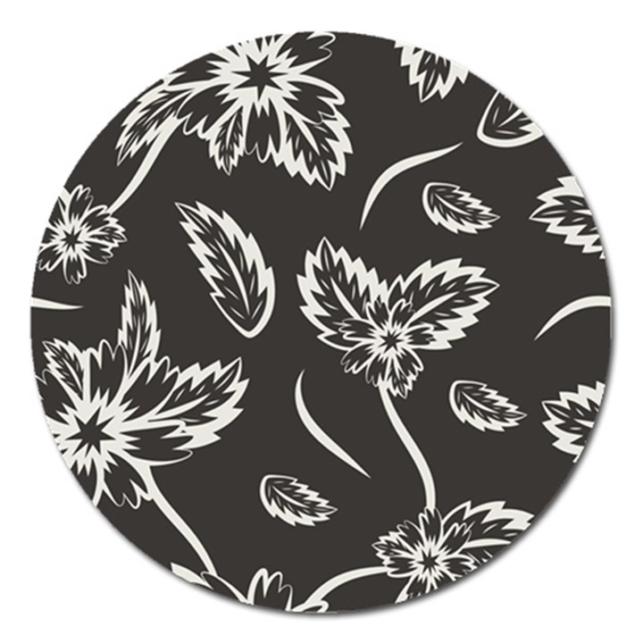 Folk flowers print Floral pattern Ethnic art Magnet 5  (Round)