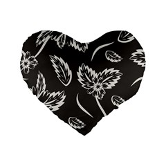 Folk Flowers Print Floral Pattern Ethnic Art Standard 16  Premium Heart Shape Cushions by Eskimos