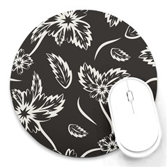 Folk Flowers Print Floral Pattern Ethnic Art Round Mousepads by Eskimos