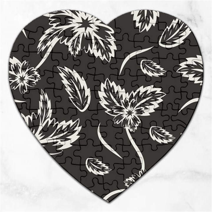 Folk flowers print Floral pattern Ethnic art Jigsaw Puzzle (Heart)