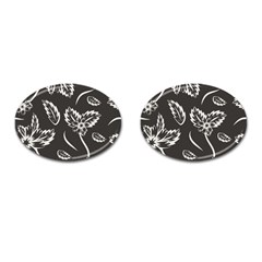 Folk Flowers Print Floral Pattern Ethnic Art Cufflinks (oval) by Eskimos