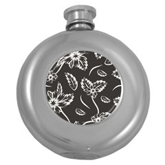 Folk Flowers Print Floral Pattern Ethnic Art Round Hip Flask (5 Oz) by Eskimos