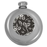 Folk flowers print Floral pattern Ethnic art Round Hip Flask (5 oz) Front