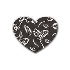 Folk Flowers Print Floral Pattern Ethnic Art Rubber Coaster (heart) by Eskimos