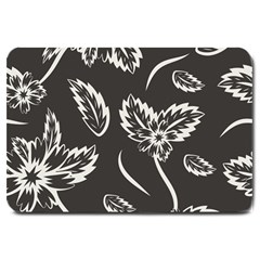 Folk Flowers Print Floral Pattern Ethnic Art Large Doormat  by Eskimos