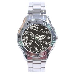 Folk Flowers Print Floral Pattern Ethnic Art Stainless Steel Analogue Watch by Eskimos