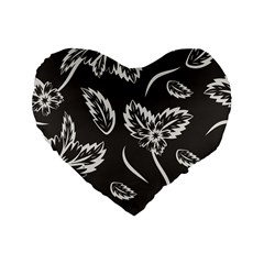 Folk Flowers Print Floral Pattern Ethnic Art Standard 16  Premium Flano Heart Shape Cushions by Eskimos