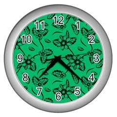 Folk Flowers Print Floral Pattern Ethnic Art Wall Clock (silver) by Eskimos