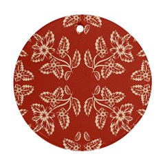 Floral Folk Damask Pattern Fantasy Flowers Floral Geometric Fantasy Ornament (round) by Eskimos