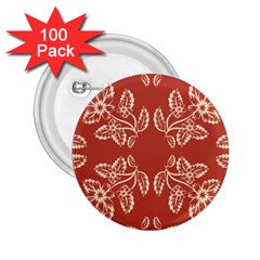 Floral Folk Damask Pattern Fantasy Flowers Floral Geometric Fantasy 2 25  Buttons (100 Pack)  by Eskimos