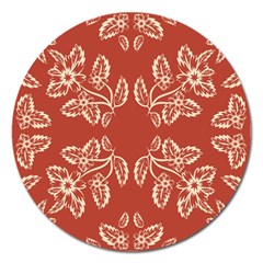 Floral folk damask pattern Fantasy flowers Floral geometric fantasy Magnet 5  (Round)