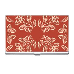 Floral Folk Damask Pattern Fantasy Flowers Floral Geometric Fantasy Business Card Holder by Eskimos