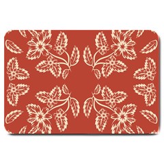 Floral Folk Damask Pattern Fantasy Flowers Floral Geometric Fantasy Large Doormat  by Eskimos