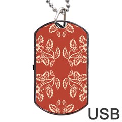 Floral Folk Damask Pattern Fantasy Flowers Floral Geometric Fantasy Dog Tag Usb Flash (two Sides) by Eskimos