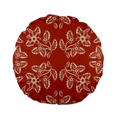 Floral Folk Damask Pattern Fantasy Flowers Floral Geometric Fantasy Standard 15  Premium Flano Round Cushions by Eskimos