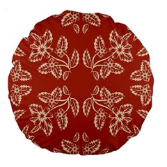 Floral Folk Damask Pattern Fantasy Flowers Floral Geometric Fantasy Large 18  Premium Flano Round Cushions by Eskimos